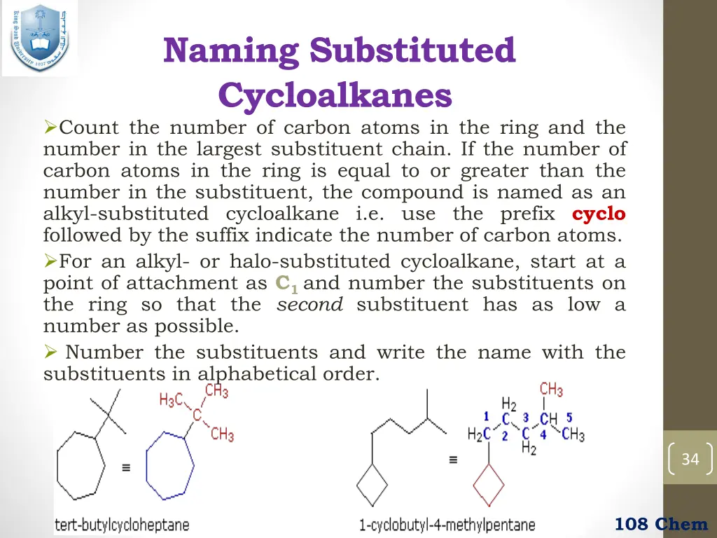 naming substituted cycloalkanes count the number