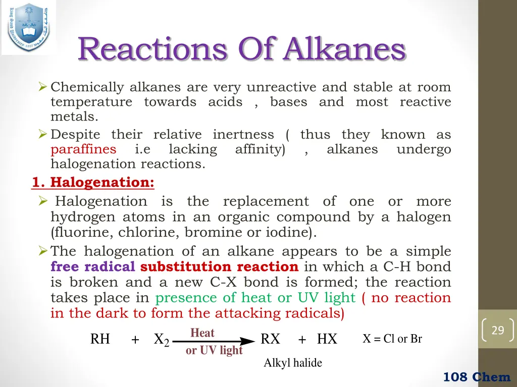reactions of alkanes