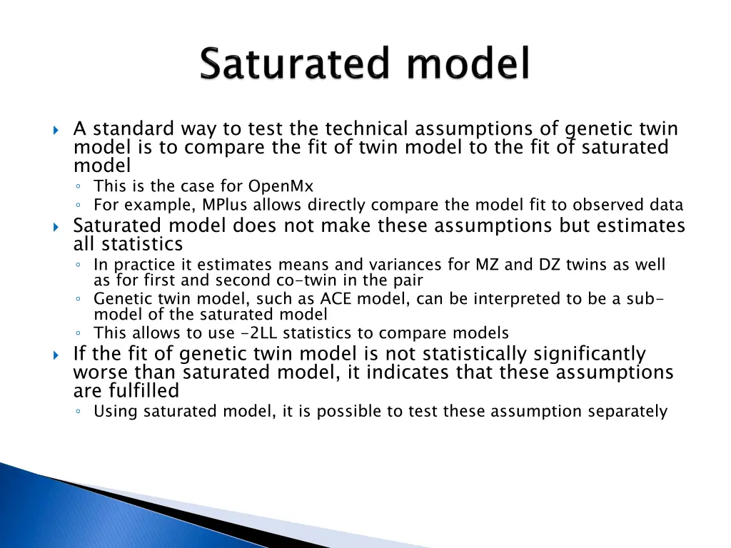 a standard way to test the technical assumptions