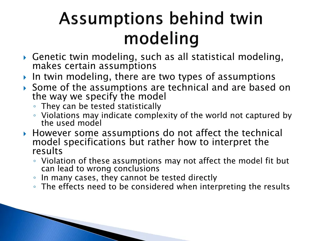 genetic twin modeling such as all statistical