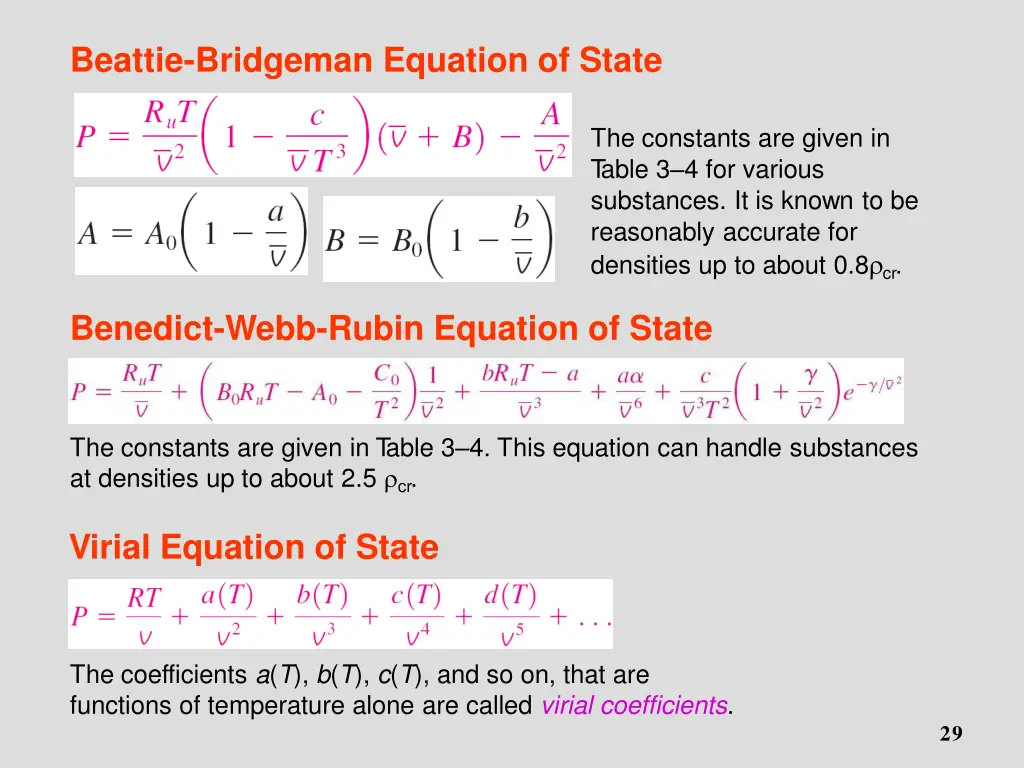 beattie bridgeman equation of state