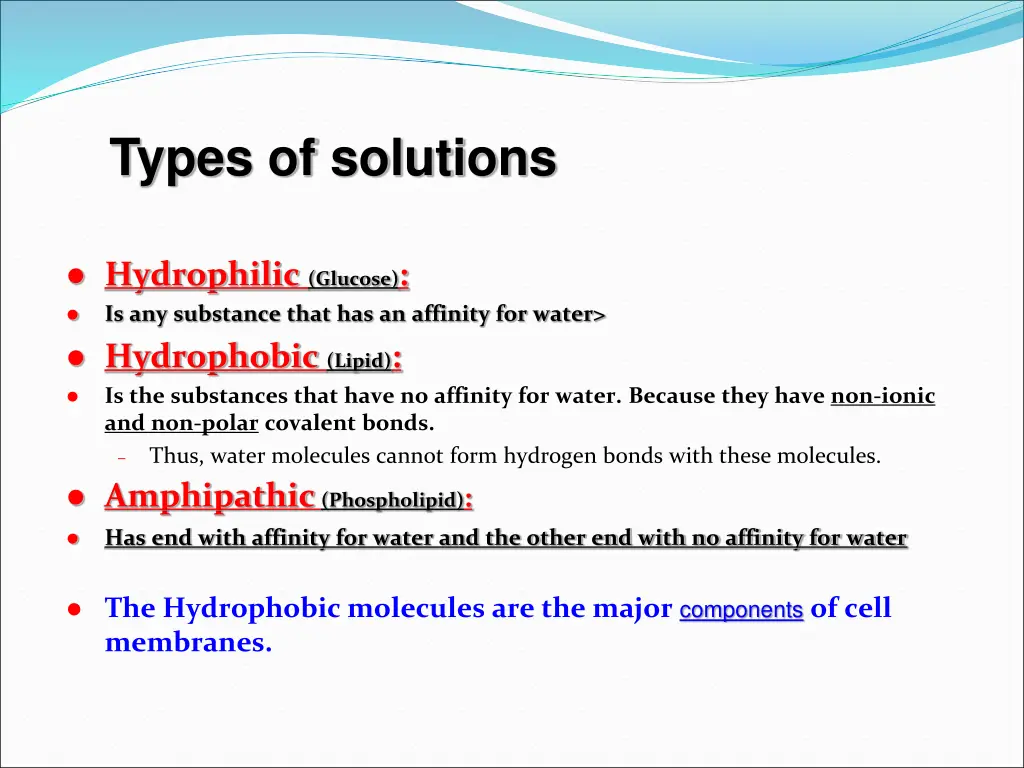 types of solutions