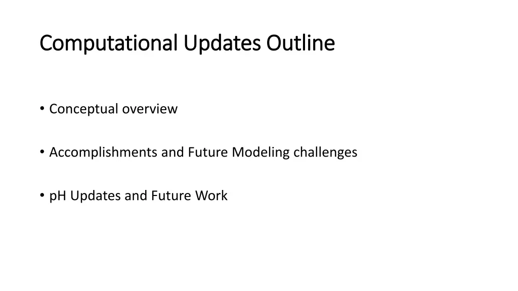 computational updates outline computational