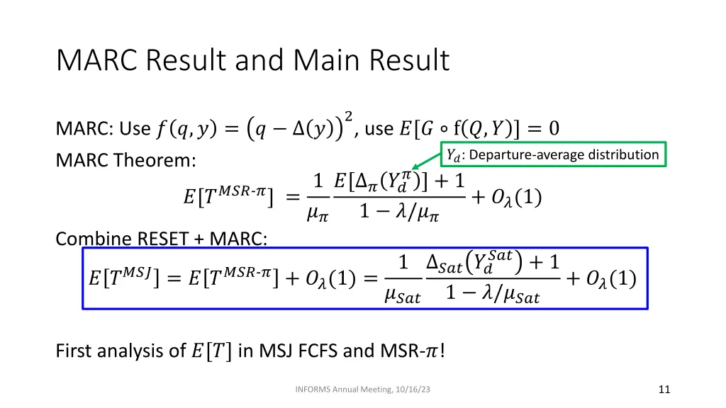 marc result and main result