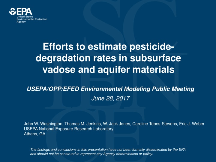 efforts to estimate pesticide degradation rates