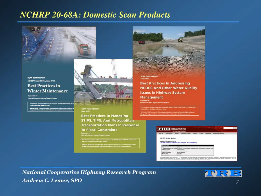 nchrp 20 68a domestic scan products