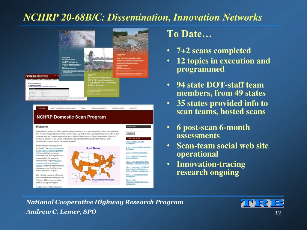 nchrp 20 68b c dissemination innovation networks