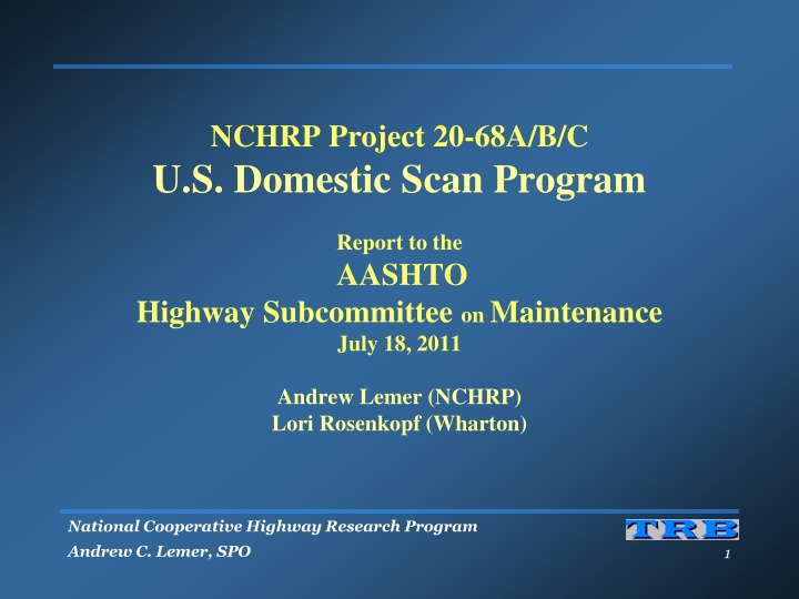 nchrp project 20 68a b c u s domestic scan program