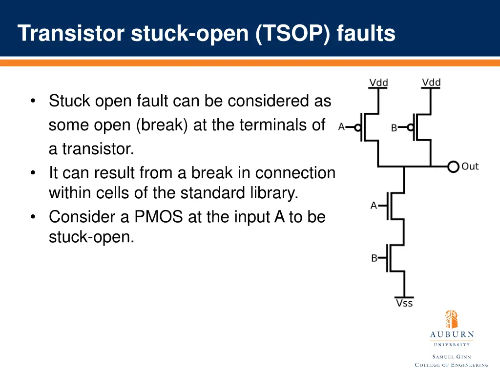 transistor stuck open tsop faults