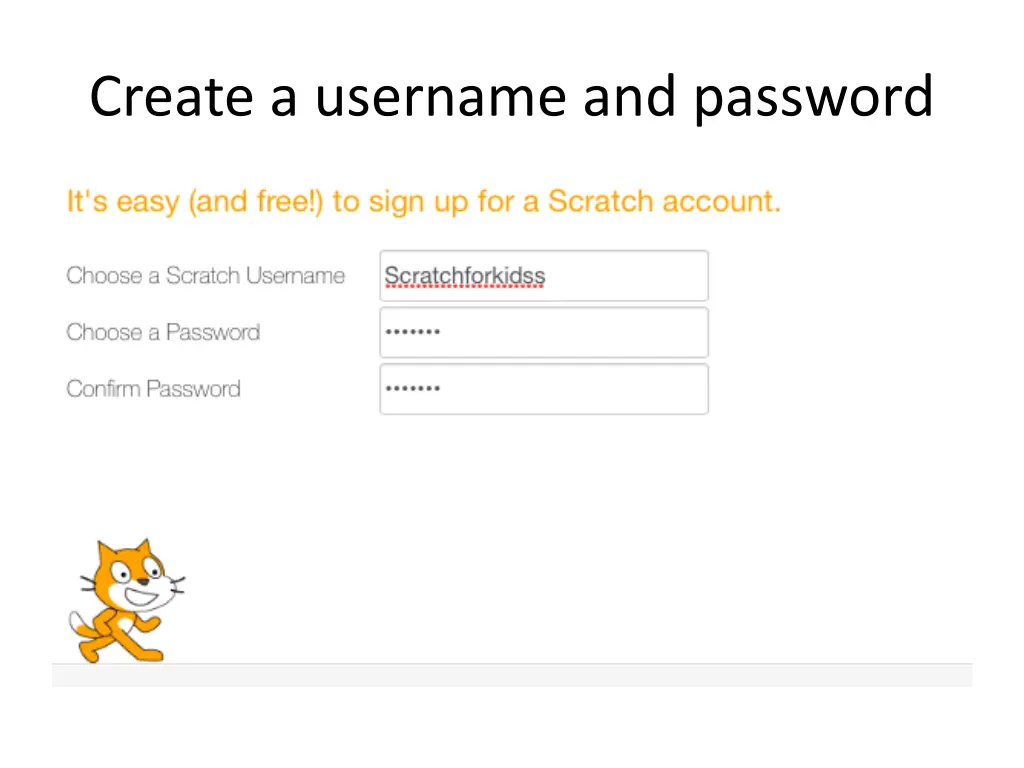 create a username and password