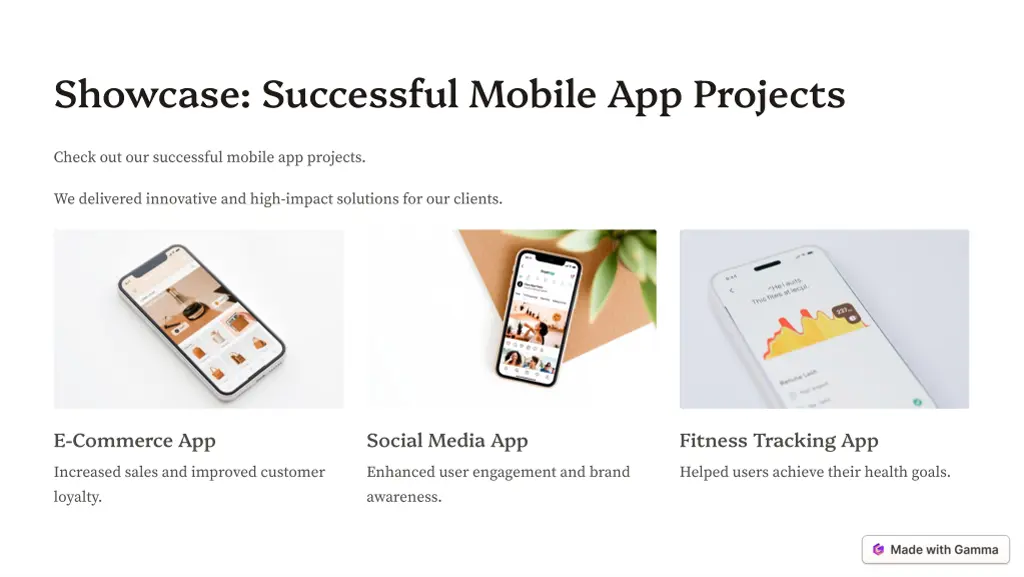 showcase successful mobile app projects