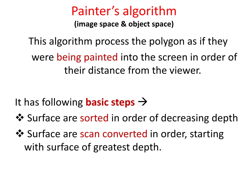 painter s algorithm image space object space