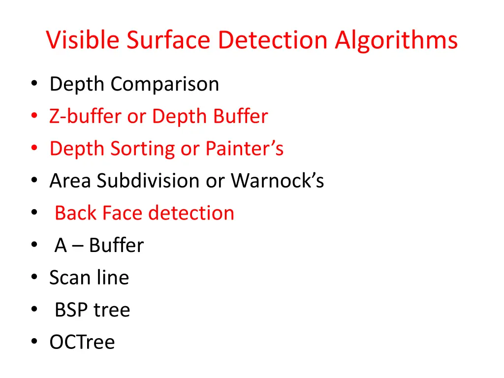 visible surface detection algorithms