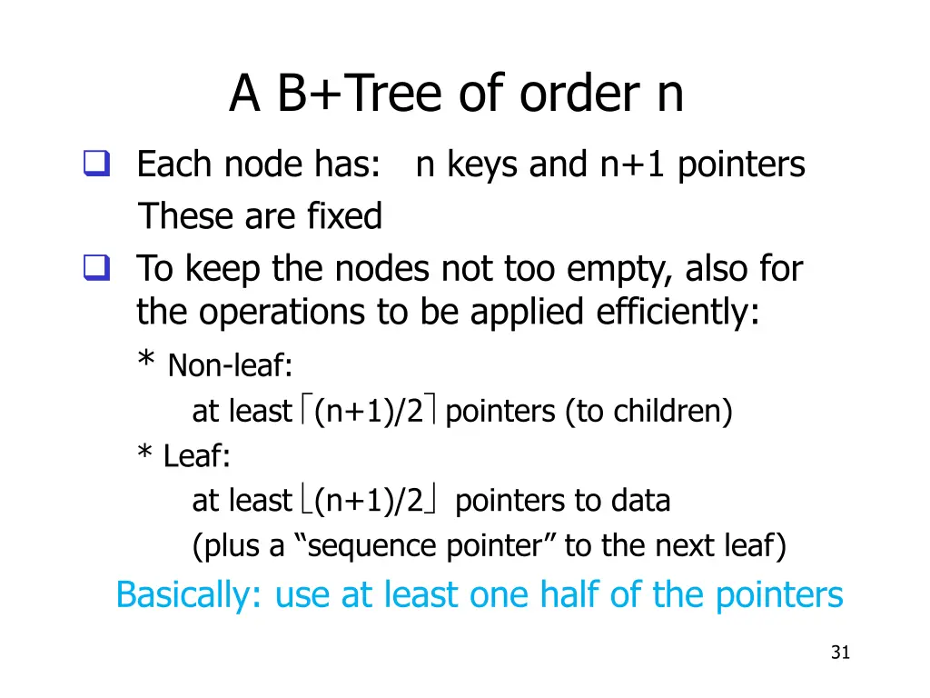 a b tree of order n