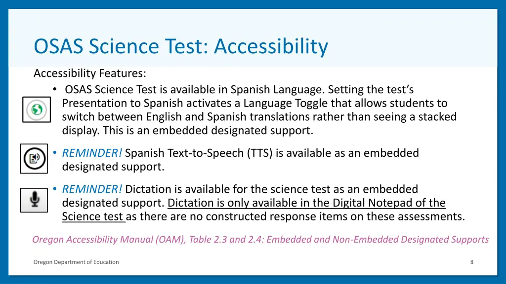 osas science test accessibility