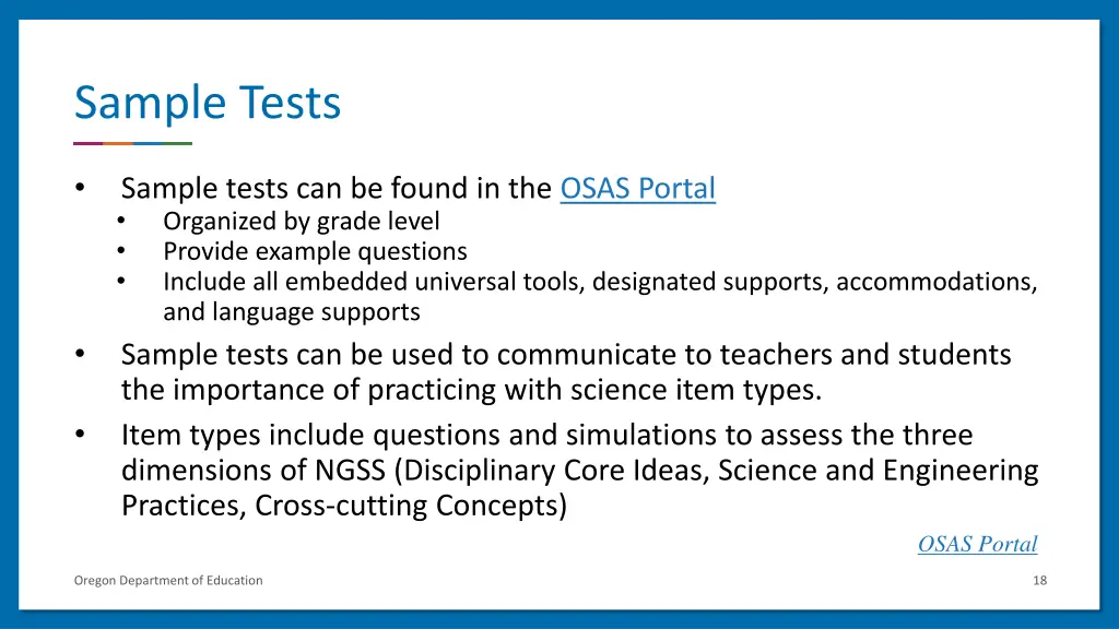 sample tests