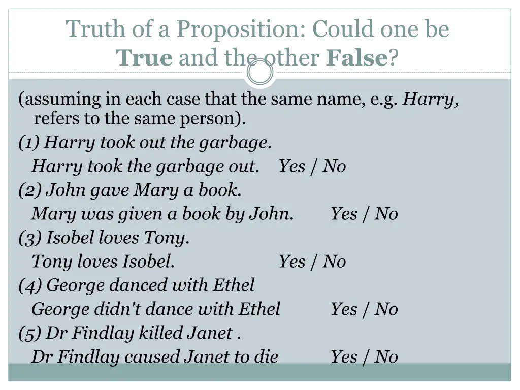 truth of a proposition could one be true