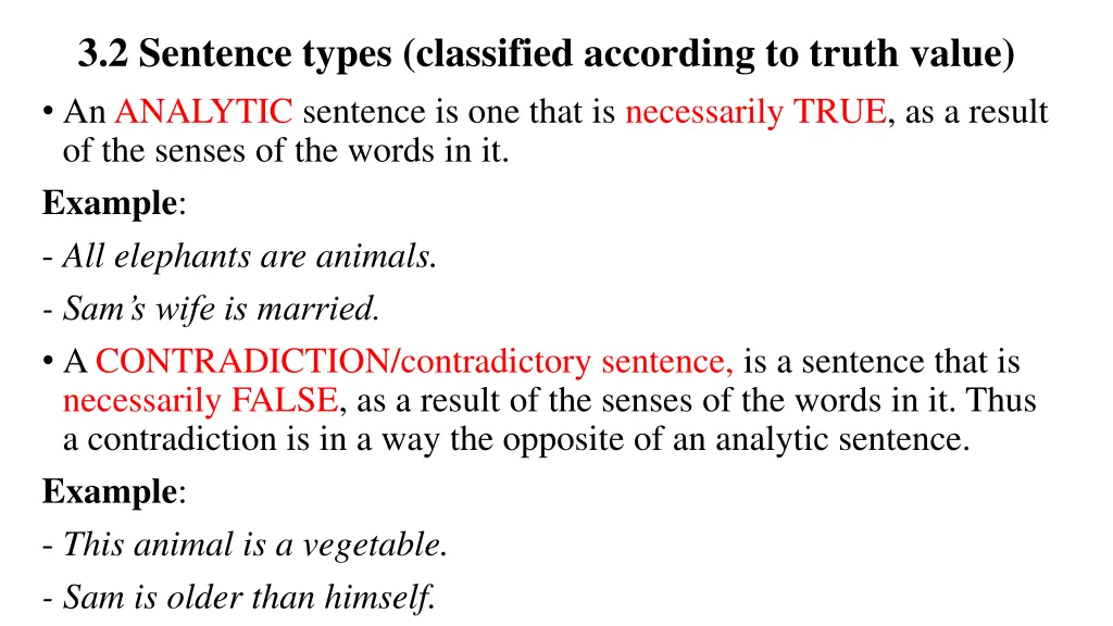 3 2 sentence types classified according to truth