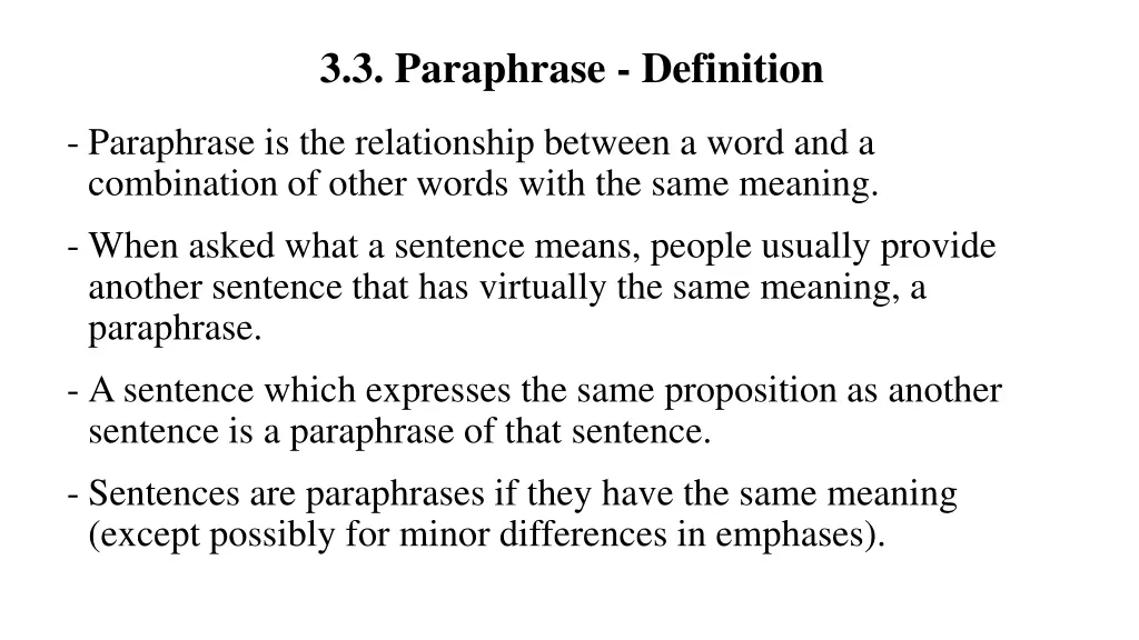 3 3 paraphrase definition