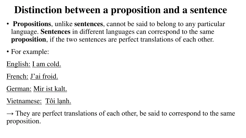 distinction between a proposition and a sentence