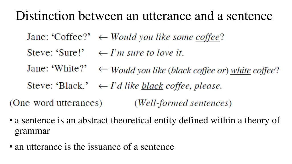 distinction between an utterance and a sentence