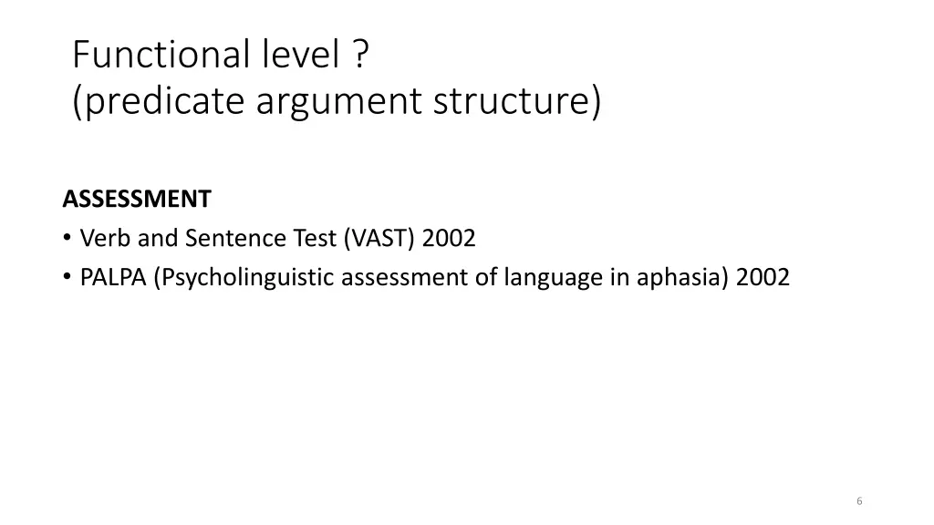 functional level predicate argument structure