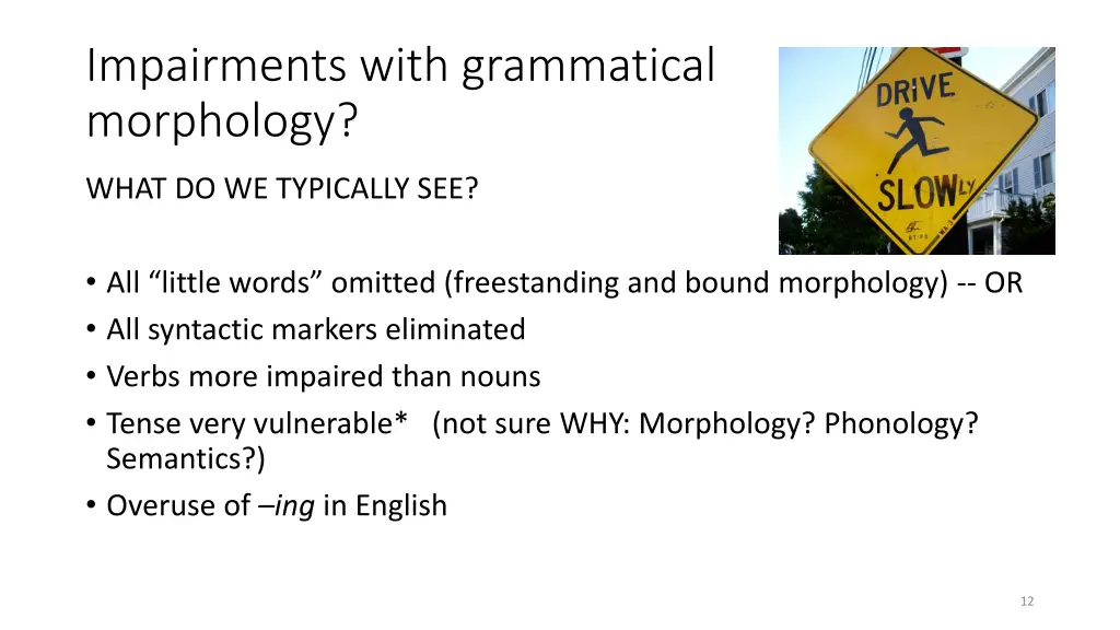 impairments with grammatical morphology