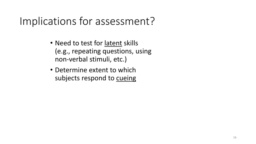 implications for assessment