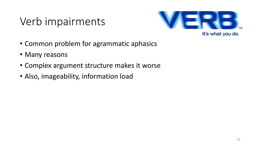 verb impairments