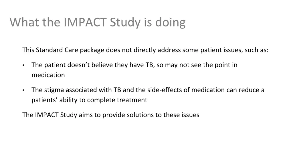 what the impact study is doing