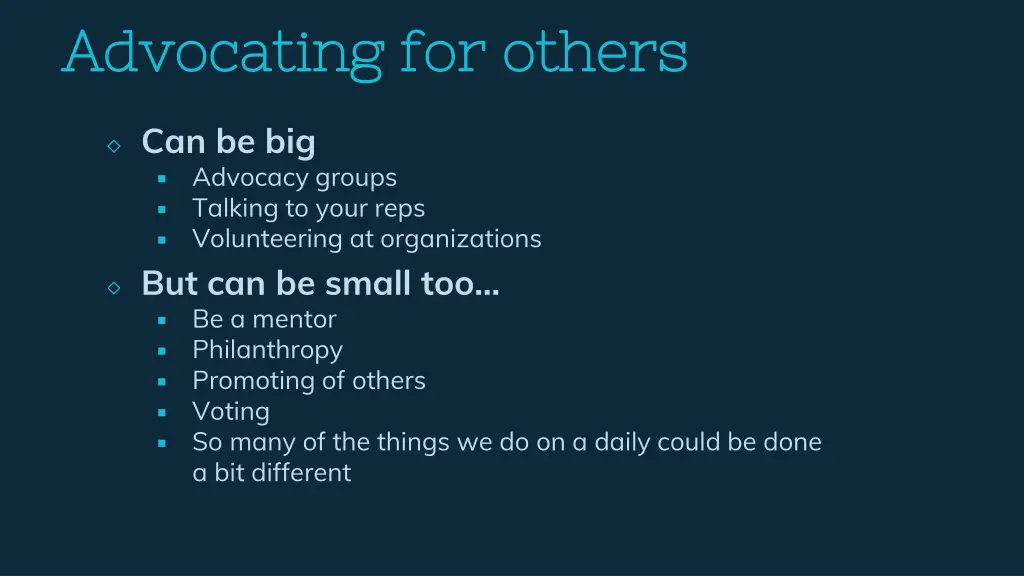 advocating for others advocating for others