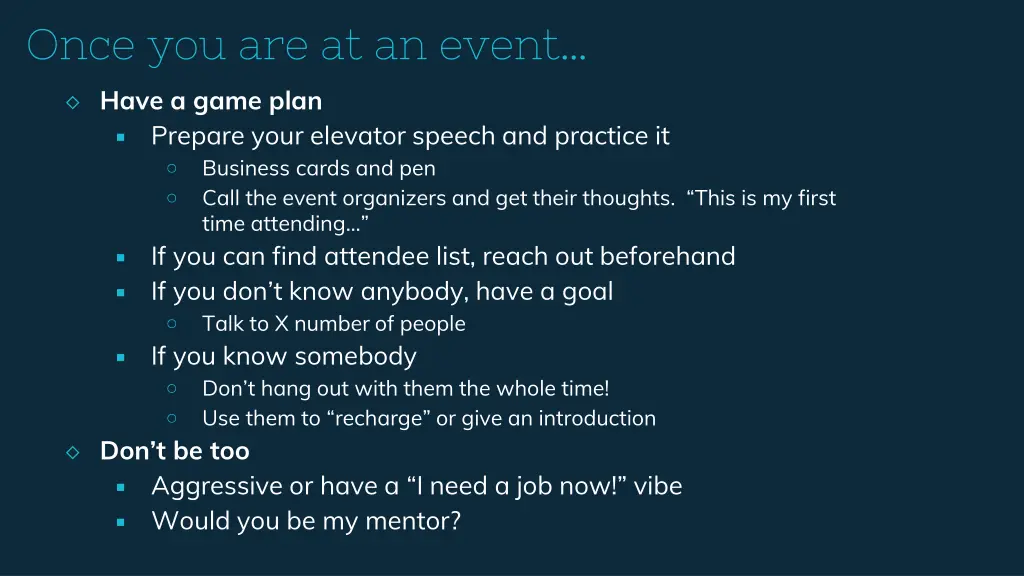 once you are at an event