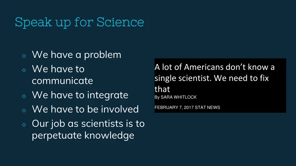 speak up for science speak up for science