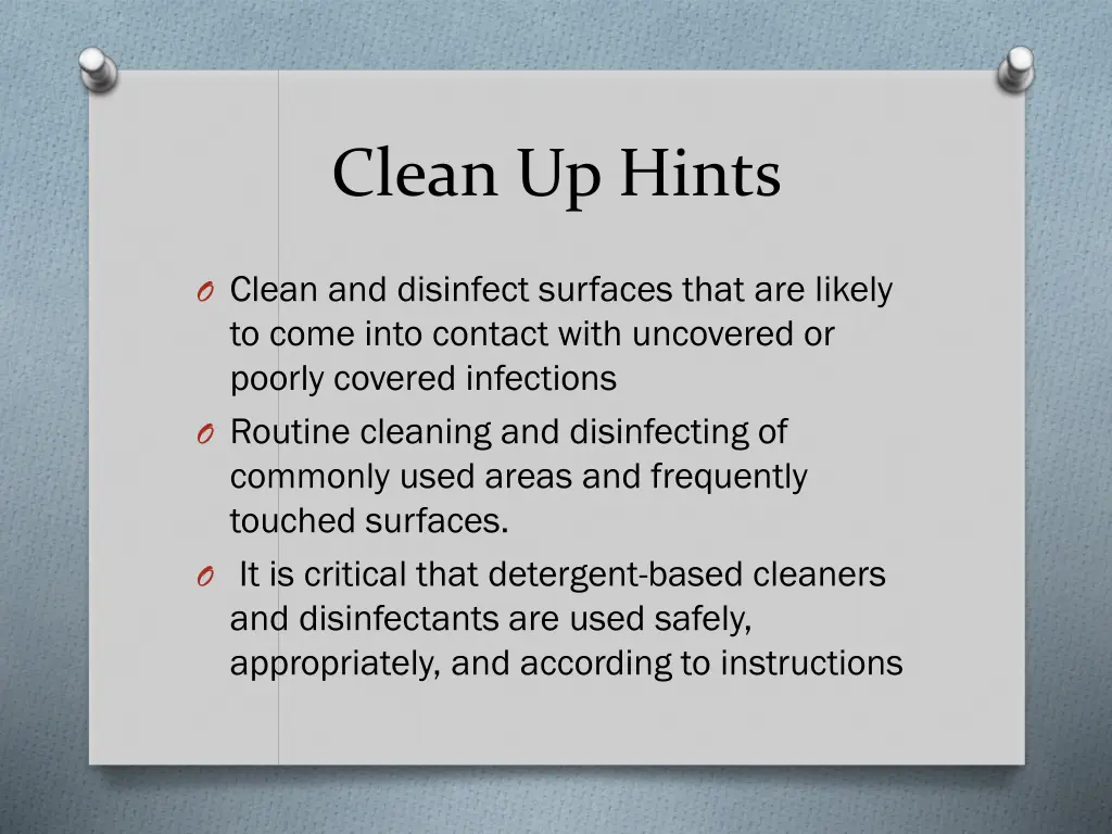 clean up hints