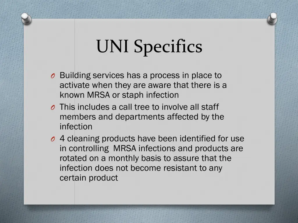 uni specifics