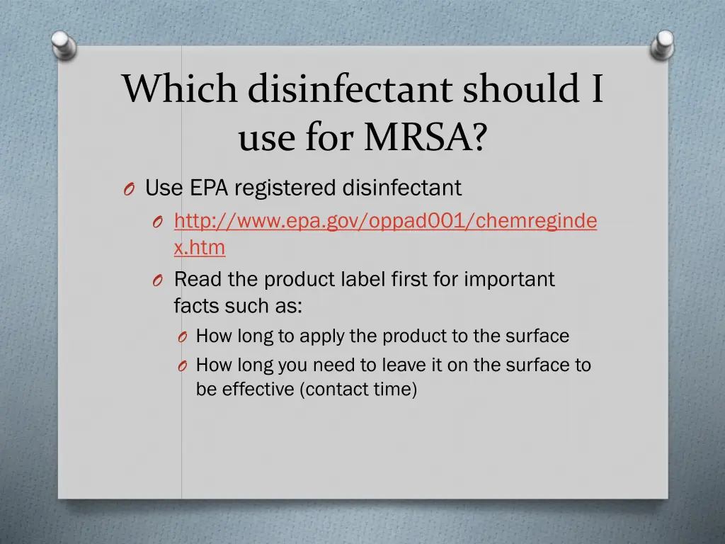 which disinfectant should i use for mrsa