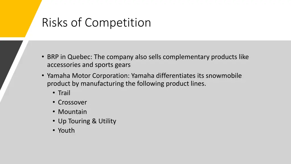 risks of competition