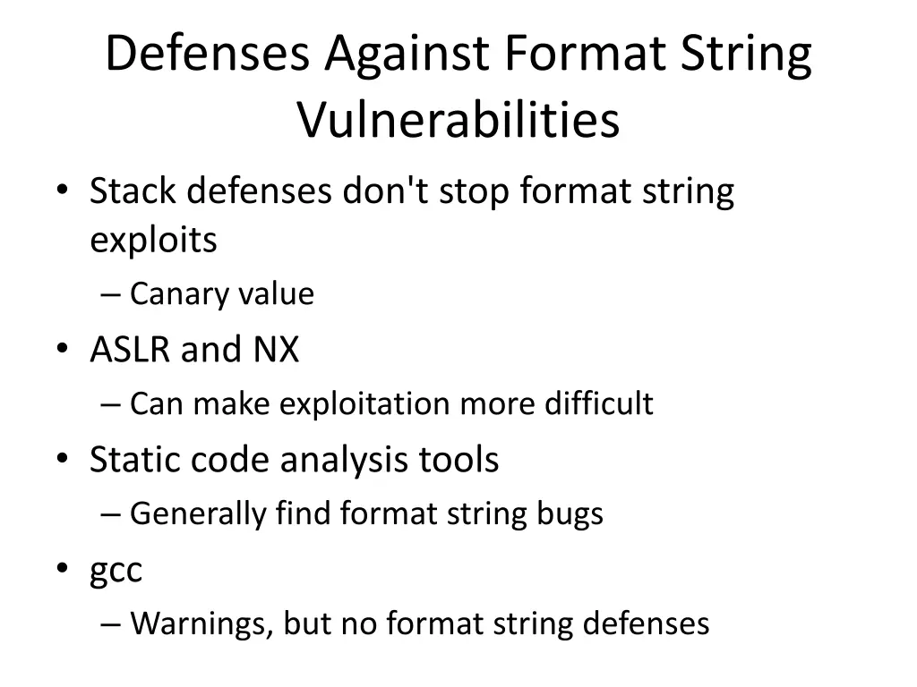 defenses against format string vulnerabilities