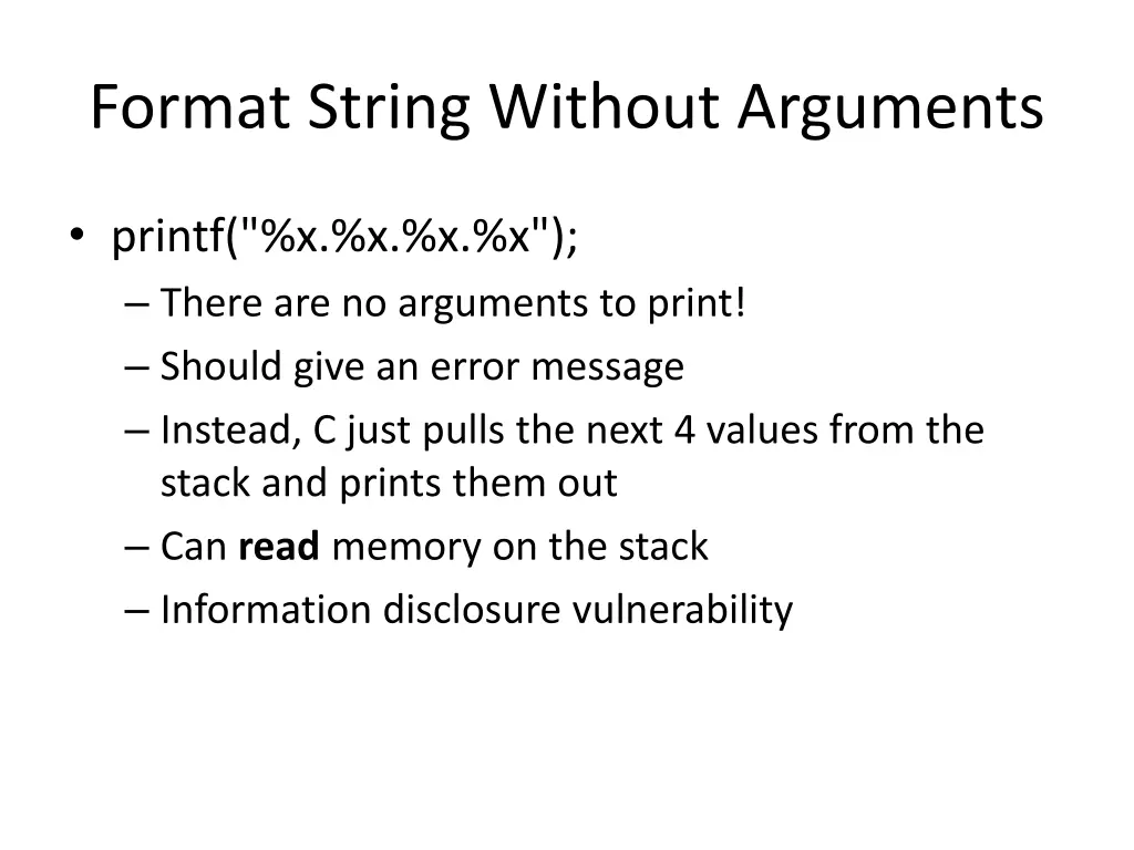 format string without arguments