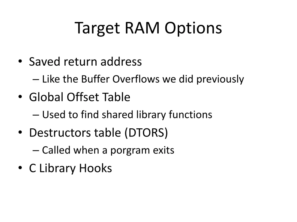 target ram options