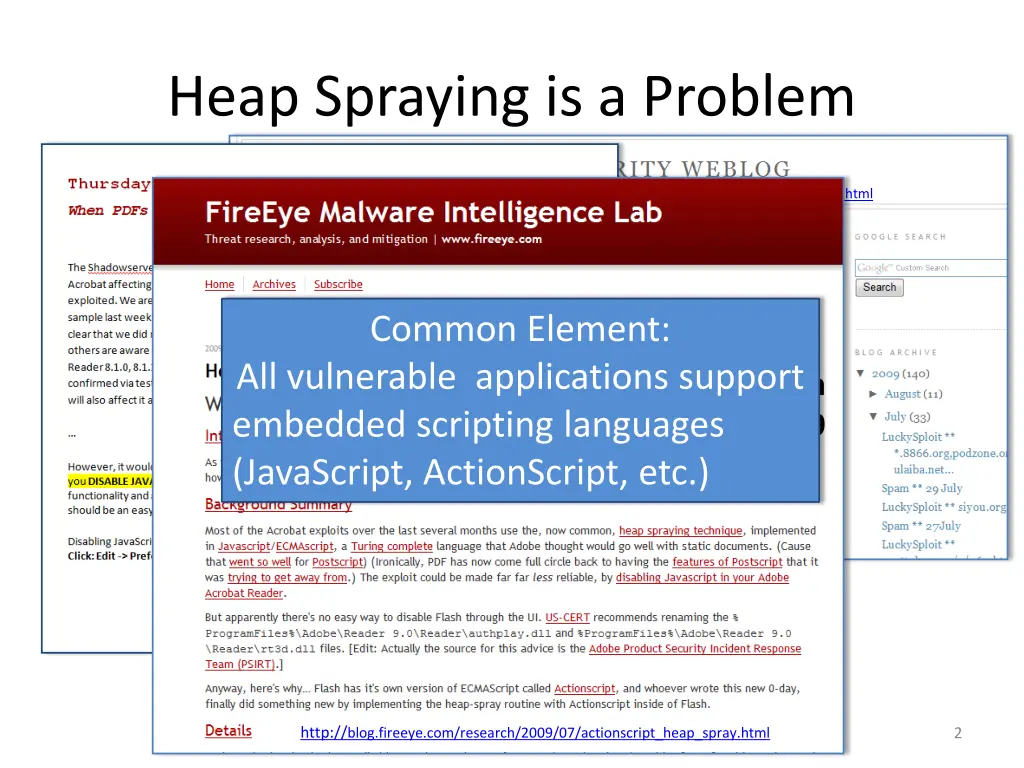 heap spraying is a problem