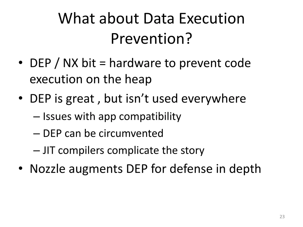 what about data execution prevention