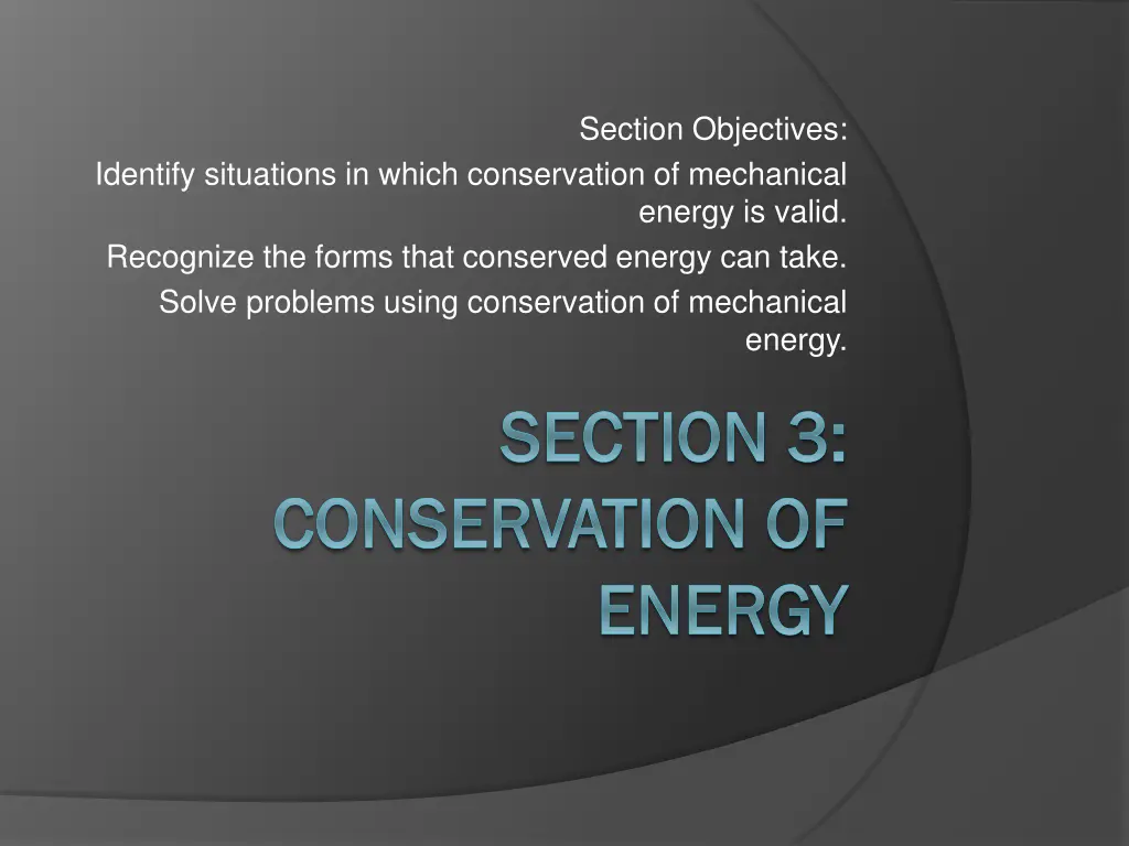 section objectives
