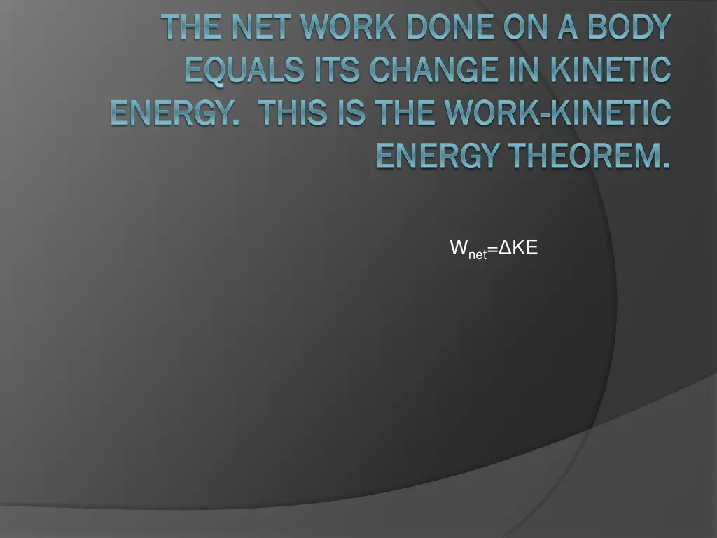 the net work done on a body the net work done