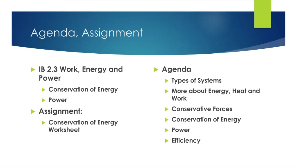 agenda assignment