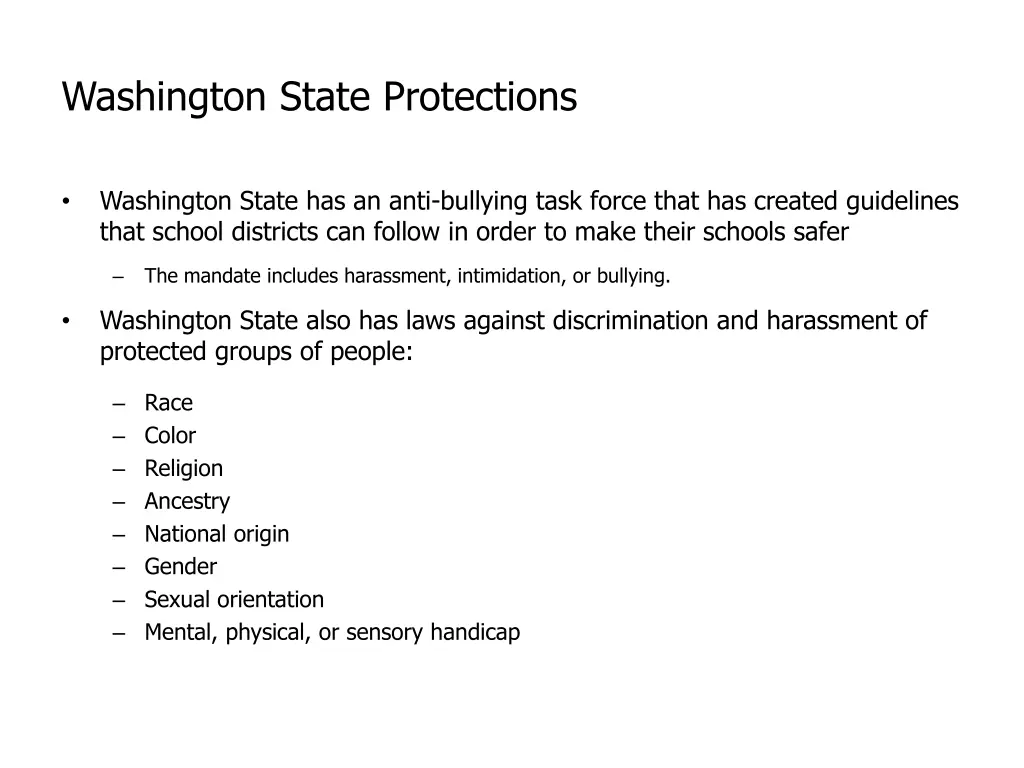 washington state protections