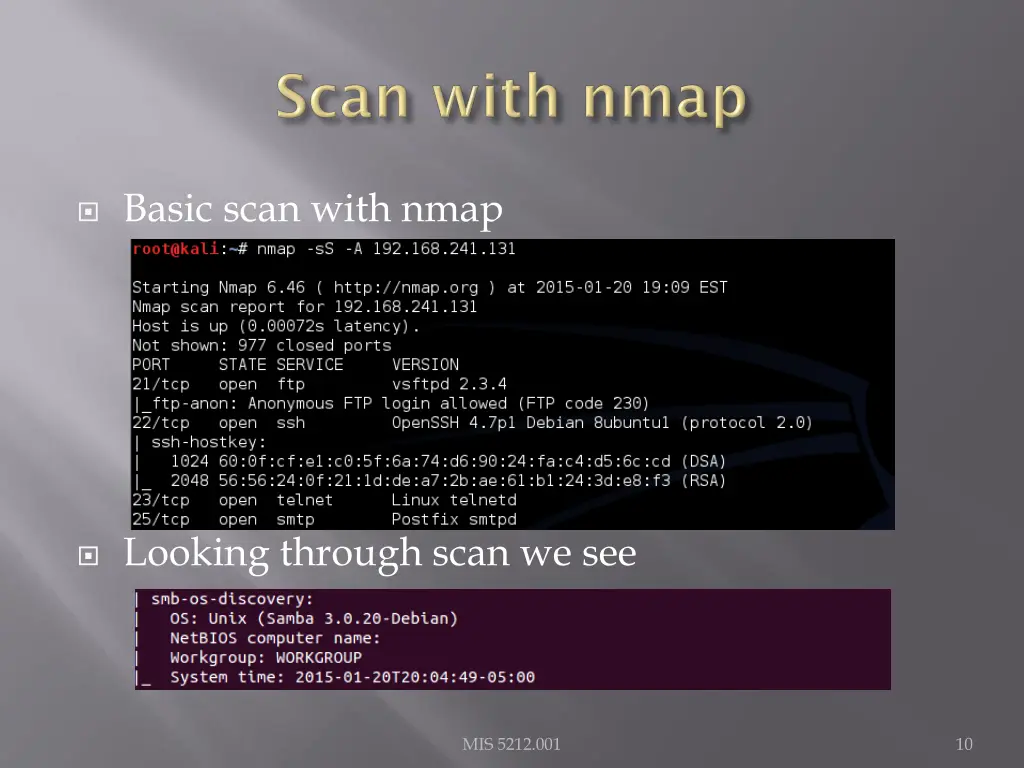 basic scan with nmap