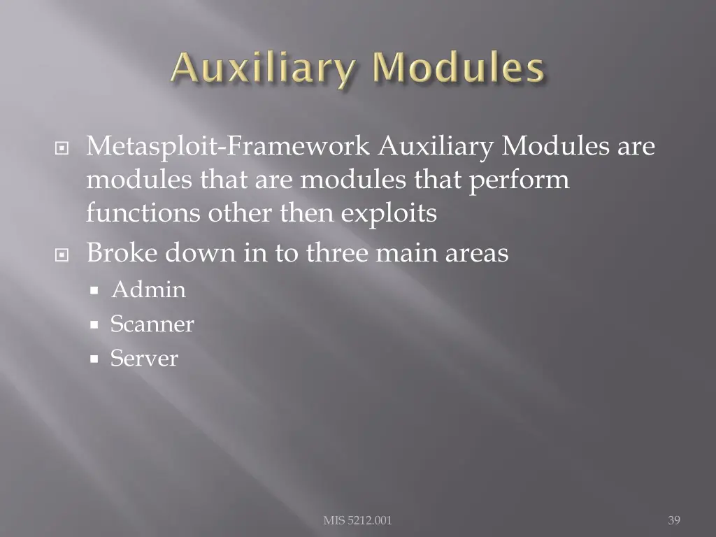 metasploit framework auxiliary modules