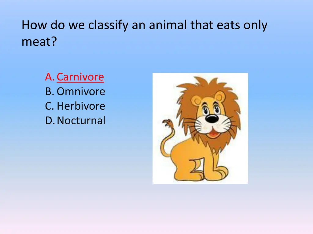 how do we classify an animal that eats only meat 1